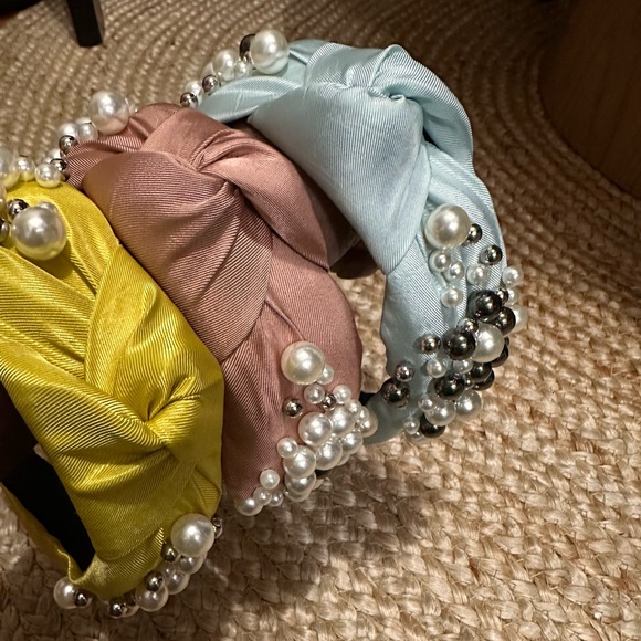 Elegant Pearl Embellished Headbands - Yellow, Pink, Blue (Satin) ~ All New!! - Picture 4 of 5